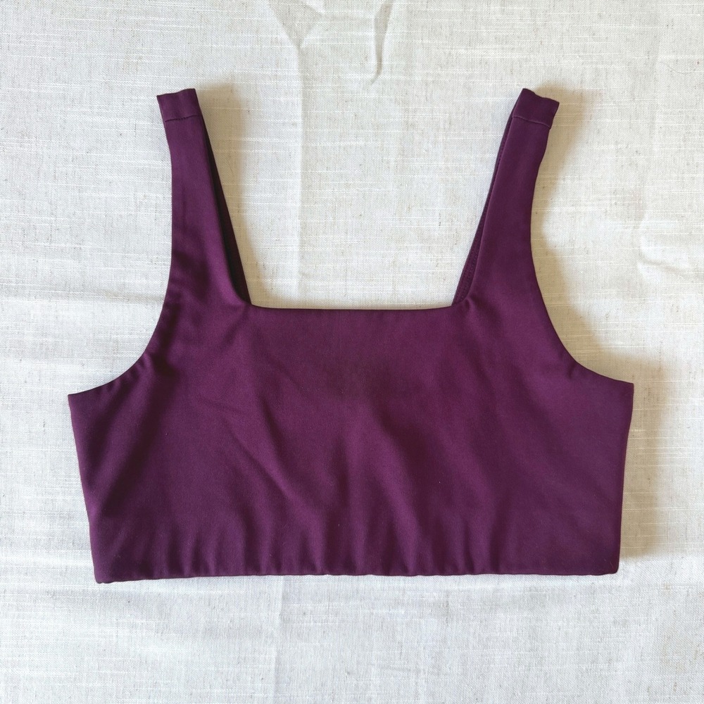 Girlfriend Collective Dylan Bra Plum Purple Square Neck Sports Bra Medium